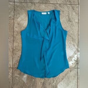 New York & Company Teal Sleeveless Blouse XSmall